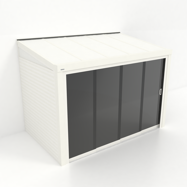 Kastrex Tuinkamer Aluminium - Luxe Buitenruimte met Polycarbonaat Dak - Privacy Glas - Gratis Montage - Wit