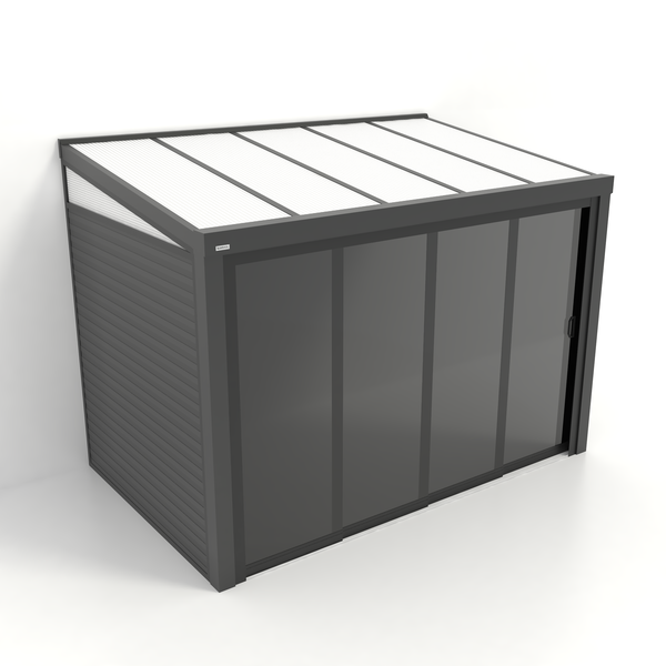 Kastrex Tuinkamer Aluminium - Luxe Buitenruimte met Polycarbonaat Dak - Privacy Glas - Gratis Montage - Antraciet