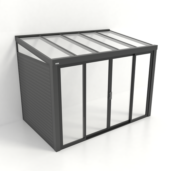 Kastrex Tuinkamer Aluminium - Luxe Buitenruimte met Glazen Dak - Gratis Montage - Antraciet