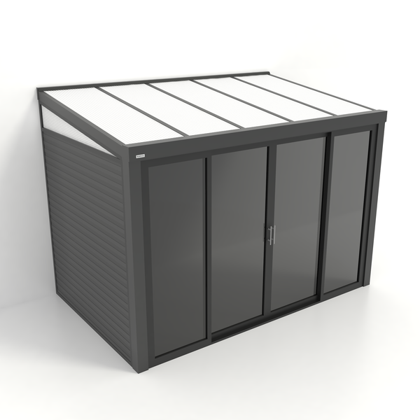 Kastrex Tuinkamer Aluminium - Luxe Buitenruimte met Polycarbonaat Dak - Privacy Glas - Gratis Montage - Antraciet