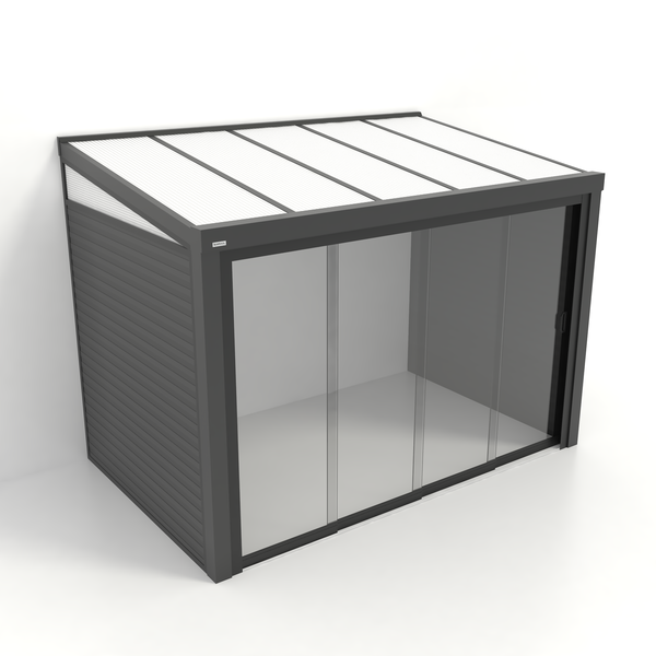 Kastrex Tuinkamer Aluminium - Luxe Buitenruimte met Polycarbonaat Dak - Gratis Montage - Antraciet