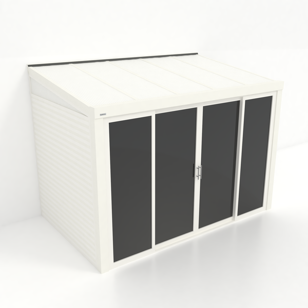 Kastrex Tuinkamer Aluminium - Luxe Buitenruimte met Polycarbonaat Dak - Privacy Glas - Gratis Montage - Wit