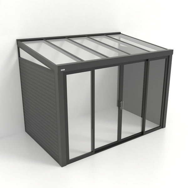 Kastrex Tuinkamer Aluminium - Luxe Buitenruimte met Glazen Dak - Gratis Montage - Antraciet