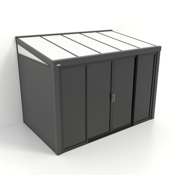 Kastrex Tuinkamer Aluminium - Luxe Buitenruimte met Polycarbonaat Dak - Privacy Glas - Gratis Montage - Antraciet