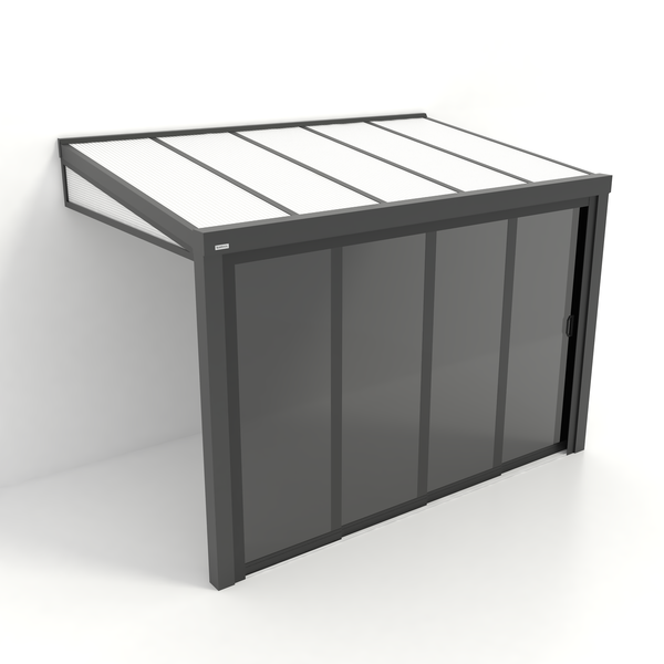 Kastrex Tuinkamer Aluminium - Luxe Buitenruimte met Polycarbonaat Dak - Privacy Glas - Gratis Montage - Antraciet