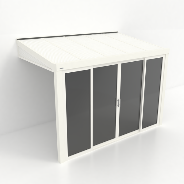 Kastrex Tuinkamer Aluminium - Luxe Buitenruimte met Polycarbonaat Dak - Privacy Glas - Gratis Montage - Wit