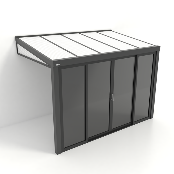 Kastrex Tuinkamer Aluminium - Luxe Buitenruimte met Polycarbonaat Dak - Privacy Glas - Gratis Montage - Antraciet