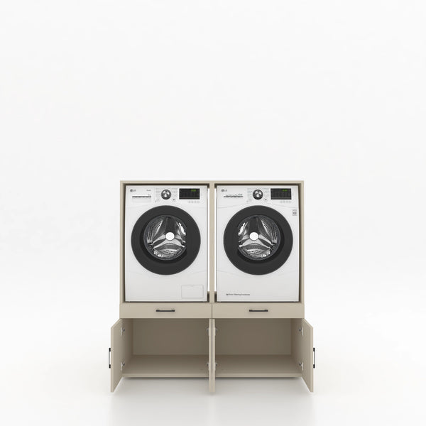Wasmachinekast 2 delig - 134x145x67cm – Greige