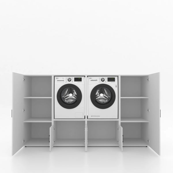 Wasmachinekast 4 delig - 254x145x67cm – Wit