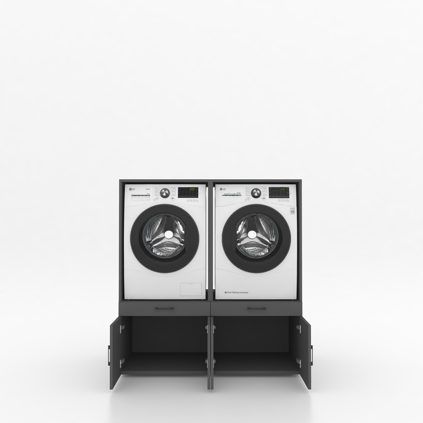 Wasmachinekast 2 delig - 134x145x67cm – Antraciet