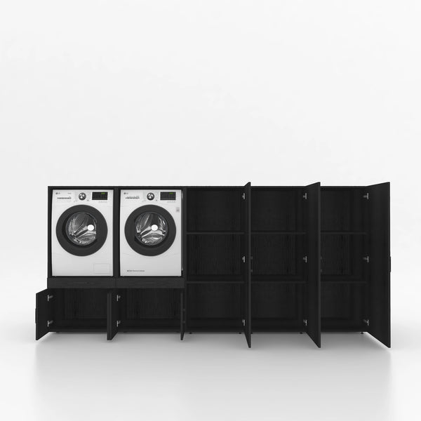 Wasmachinekast 5 delig - 314x145x67cm – Zwart Eiken