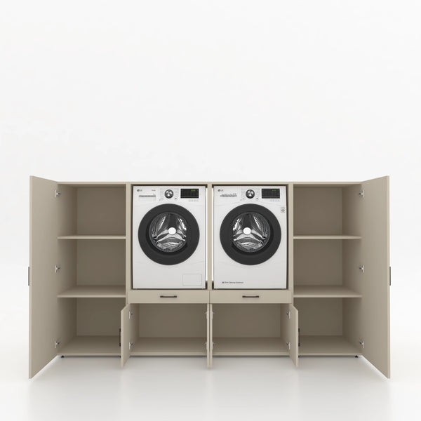 Wasmachinekast 4 delig - 254x145x67cm – Greige
