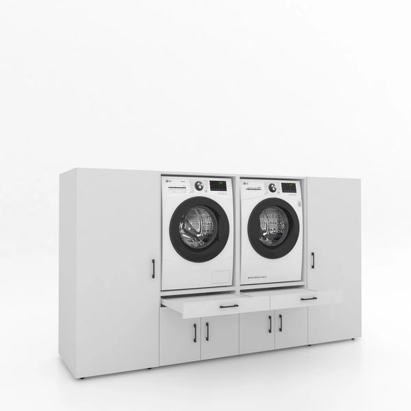 Meuble pour lave-linge 4 pièces - 254 x 145 x 67 cm - Blanc