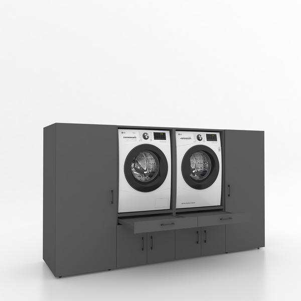 Wasmachinekast 4 delig - 254x145x67cm – Antraciet
