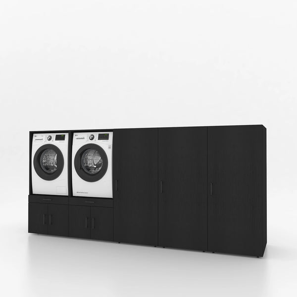 Wasmachinekast 5 delig - 314x145x67cm – Zwart Eiken