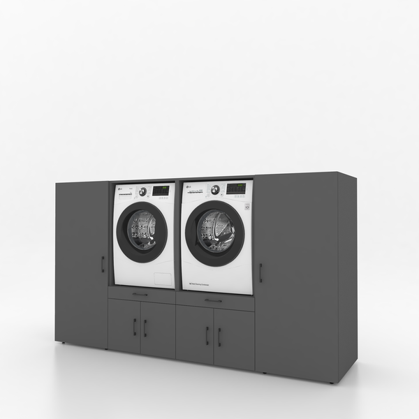 Wasmachinekast 4 delig - 254x145x67cm – Antraciet