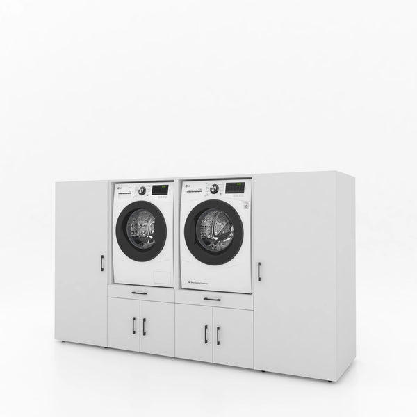 Meuble pour lave-linge 4 pièces - 254 x 145 x 67 cm - Blanc
