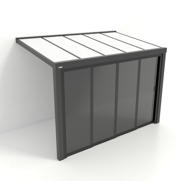 Kastrex Tuinkamer Aluminium - Luxe Buitenruimte met Polycarbonaat Dak - Privacy Glas - Gratis Montage - Antraciet