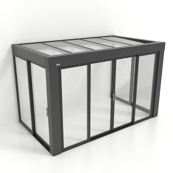 Kastrex Premium Tuinkamer Aluminium - Luxe Buitenruimte met Glazen Dak - Gratis Montage – Antraciet