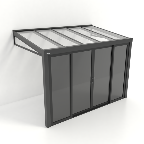 Kastrex Tuinkamer Aluminium - Luxe Buitenruimte met Glazen Dak - Privacy Glas - Gratis Montage - Antraciet