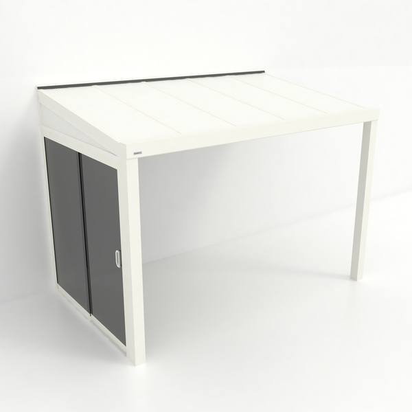 Kastrex Tuinkamer Aluminium - Luxe Buitenruimte met Polycarbonaat Dak - Privacy Glas - Gratis Montage - Wit