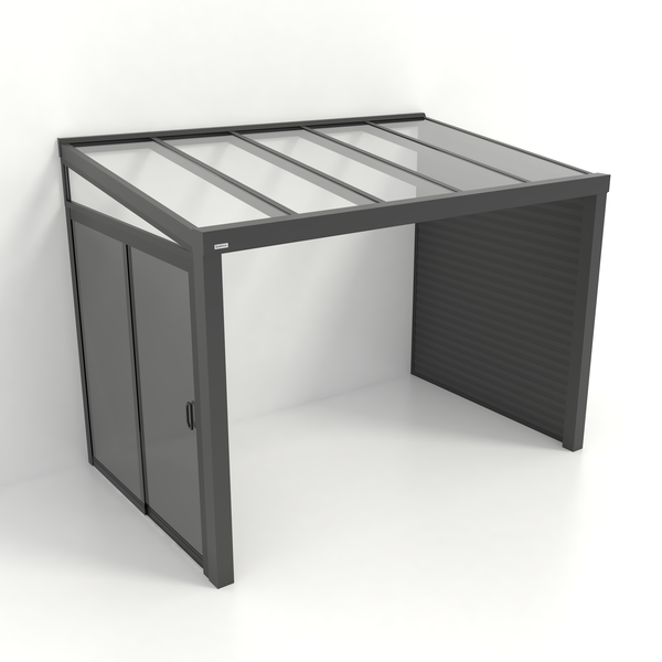Kastrex Tuinkamer Aluminium - Luxe Buitenruimte met Glazen Dak - Privacy Glas - Gratis Montage - Antraciet