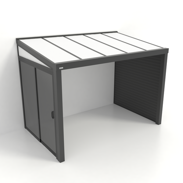 Kastrex Tuinkamer Aluminium - Luxe Buitenruimte met Polycarbonaat Dak - Privacy Glas - Gratis Montage - Antraciet