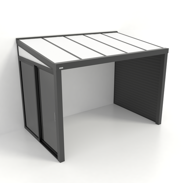 Kastrex Tuinkamer Aluminium - Luxe Buitenruimte met Polycarbonaat Dak - Privacy Glas - Gratis Montage - Antraciet