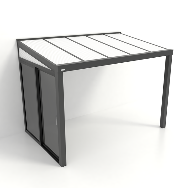 Kastrex Tuinkamer Aluminium - Luxe Buitenruimte met Polycarbonaat Dak - Privacy Glas - Gratis Montage - Antraciet