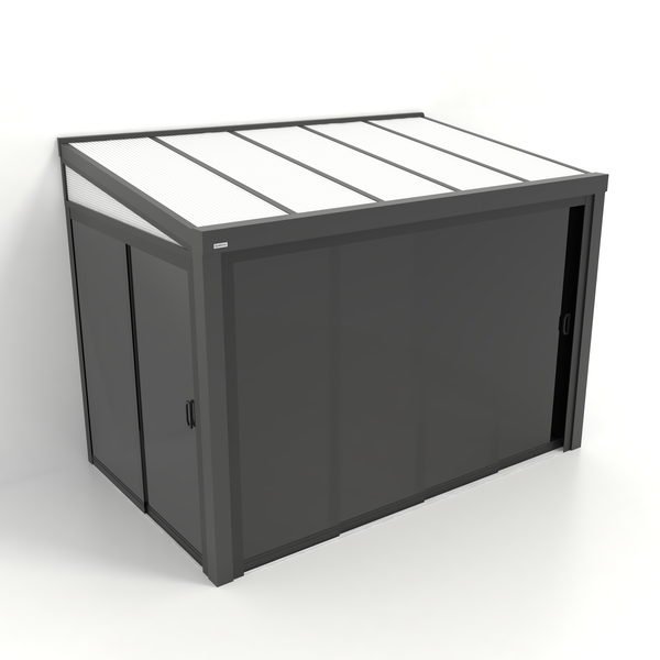 Kastrex Tuinkamer Aluminium - Luxe Buitenruimte met Polycarbonaat Dak - Privacy Glas - Gratis Montage - Antraciet