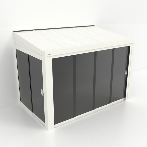 Kastrex Tuinkamer Aluminium - Luxe Buitenruimte met Polycarbonaat Dak - Privacy Glas - Gratis Montage - Wit