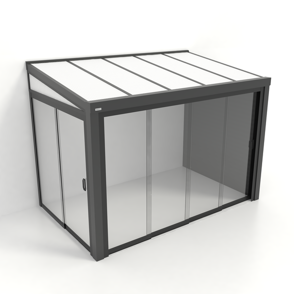Kastrex Tuinkamer Aluminium - Luxe Buitenruimte met Polycarbonaat Dak - Gratis Montage - Antraciet
