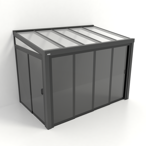 Kastrex Tuinkamer Aluminium - Luxe Buitenruimte met Glazen Dak - Privacy Glas - Gratis Montage - Antraciet