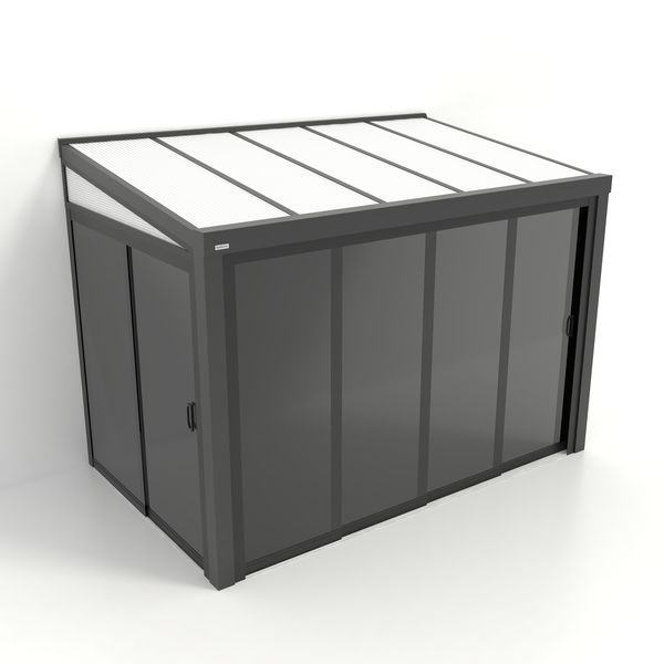 Kastrex Tuinkamer Aluminium - Luxe Buitenruimte met Polycarbonaat Dak - Privacy Glas - Gratis Montage - Antraciet