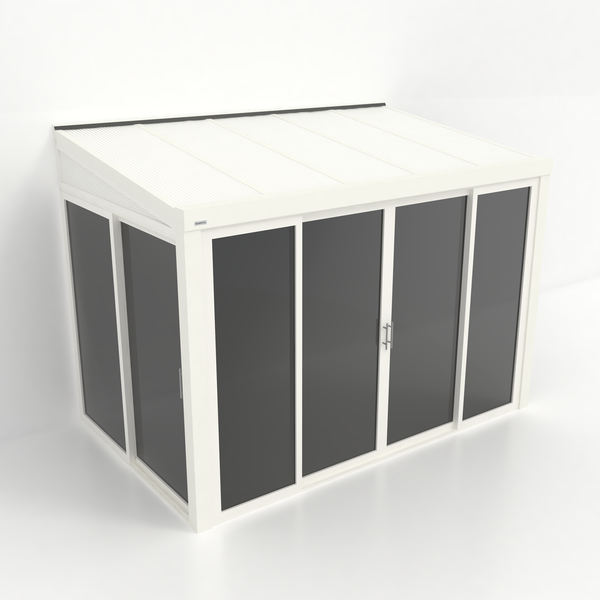 Kastrex Tuinkamer Aluminium - Luxe Buitenruimte met Polycarbonaat Dak - Privacy Glas - Gratis Montage - Wit