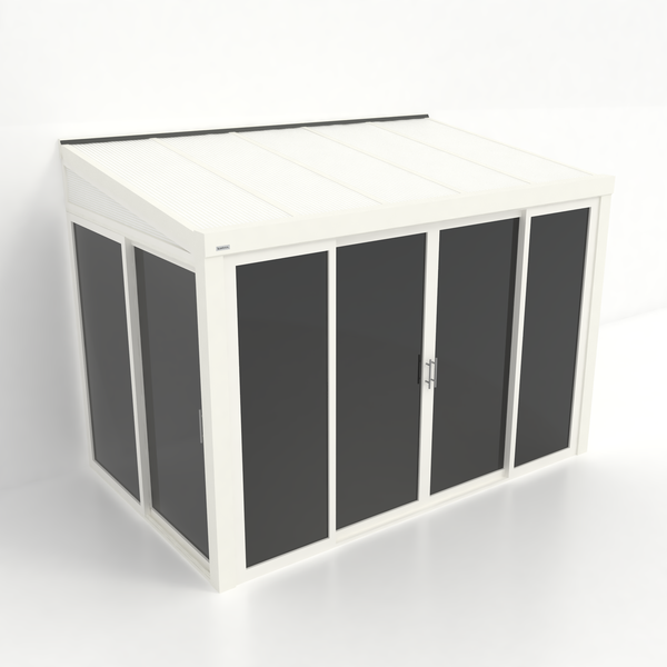 Kastrex Tuinkamer Aluminium - Luxe Buitenruimte met Polycarbonaat Dak - Privacy Glas - Gratis Montage - Wit