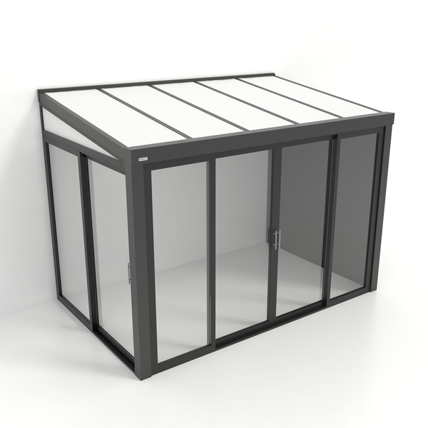 Kastrex Tuinkamer Aluminium - Luxe Buitenruimte met Polycarbonaat Dak - Gratis Montage - Antraciet
