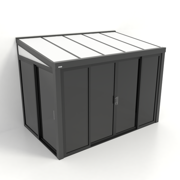 Kastrex Tuinkamer Aluminium - Luxe Buitenruimte met Polycarbonaat Dak - Privacy Glas - Gratis Montage - Antraciet