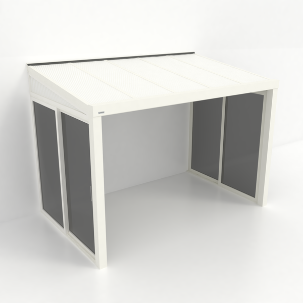 Kastrex Tuinkamer Aluminium - Luxe Buitenruimte met Polycarbonaat Dak - Privacy Glas - Gratis Montage - Wit