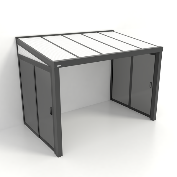 Kastrex Tuinkamer Aluminium - Luxe Buitenruimte met Polycarbonaat Dak - Privacy Glas - Gratis Montage - Antraciet