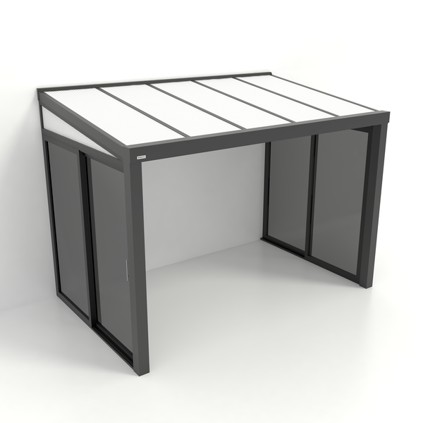 Kastrex Tuinkamer Aluminium - Luxe Buitenruimte met Polycarbonaat Dak - Privacy Glas - Gratis Montage - Antraciet