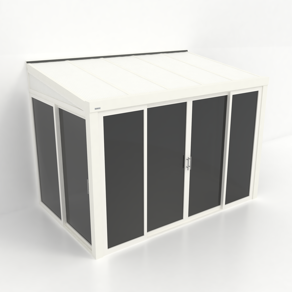 Kastrex Tuinkamer Aluminium - Luxe Buitenruimte met Polycarbonaat Dak - Privacy Glas - Gratis Montage - Wit