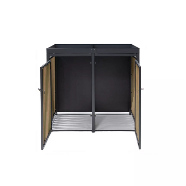 Armoire de conversion pour conteneurs Kastrex - Pour 2 poubelles à roulettes - Résistante aux intempéries et sans entretien - Acier revêtu
