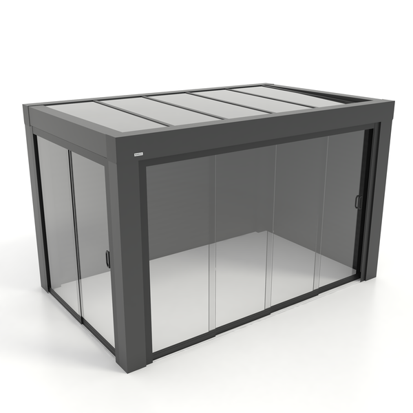 Kastrex Premium Terrasoverkapping Aluminium - Luxe Buitenruimte met Glazen Dak - Gratis Montage – Antraciet