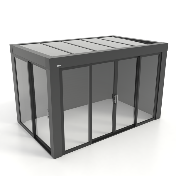Kastrex Premium Terrasoverkapping Aluminium - Luxe Buitenruimte met Glazen Dak - Gratis Montage – Antraciet