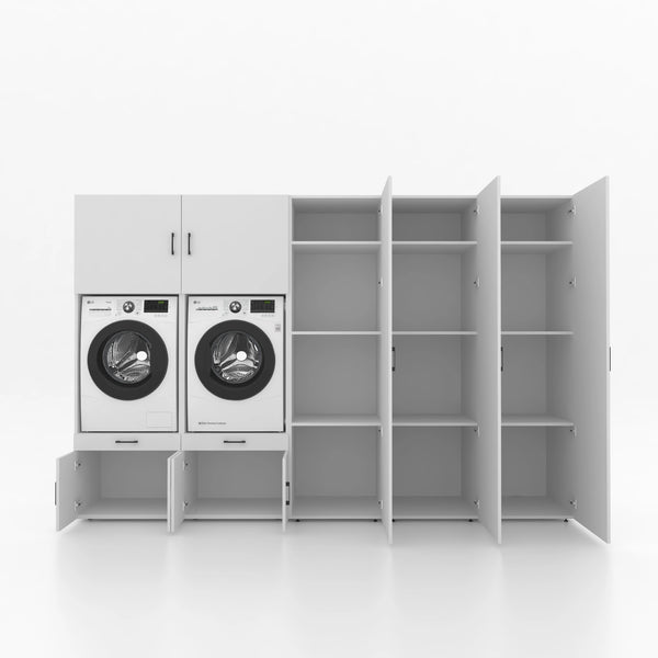 Wasmachinekast 5 delig - 314x205x67cm – Wit