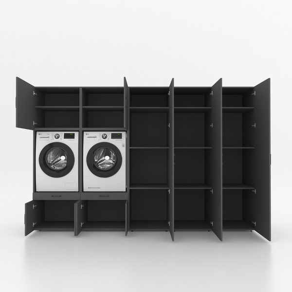 Wasmachinekast 5 delig - 314x205x67cm – Antraciet