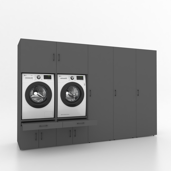 Wasmachinekast 5 delig - 314x205x67cm – Antraciet
