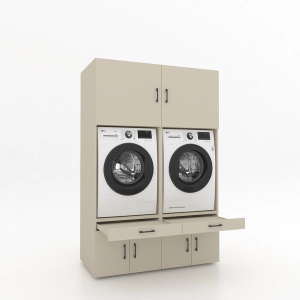 Wasmachinekast 2 delig - 134x205x67cm – Greige