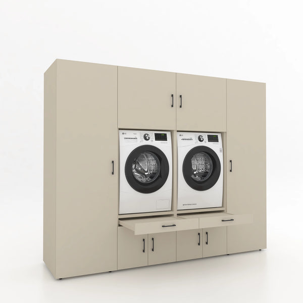 Wasmachinekast 4 delig - 254x205x67cm – Greige